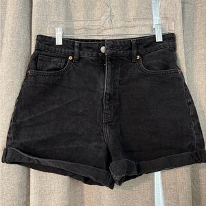 H&M Black Denim Shorts High-waisted